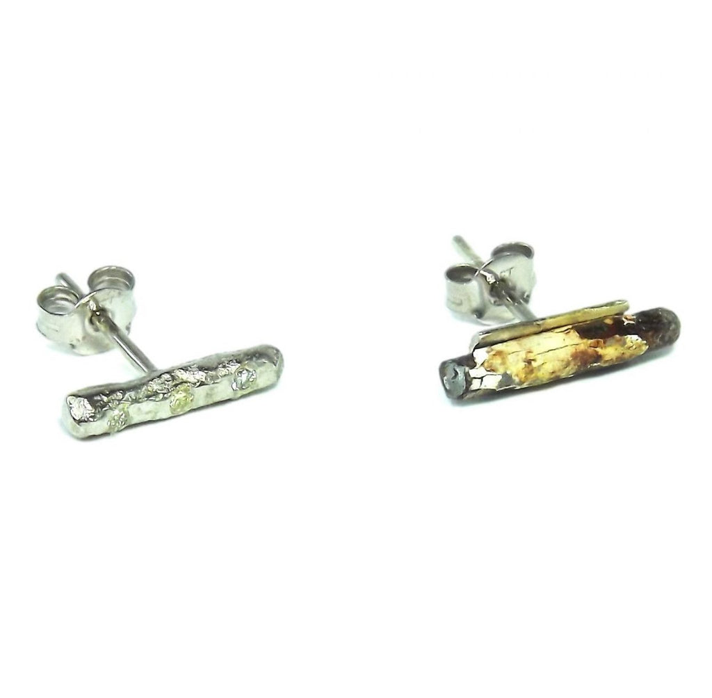 White Gold + Diamond Peace Earrings image 0