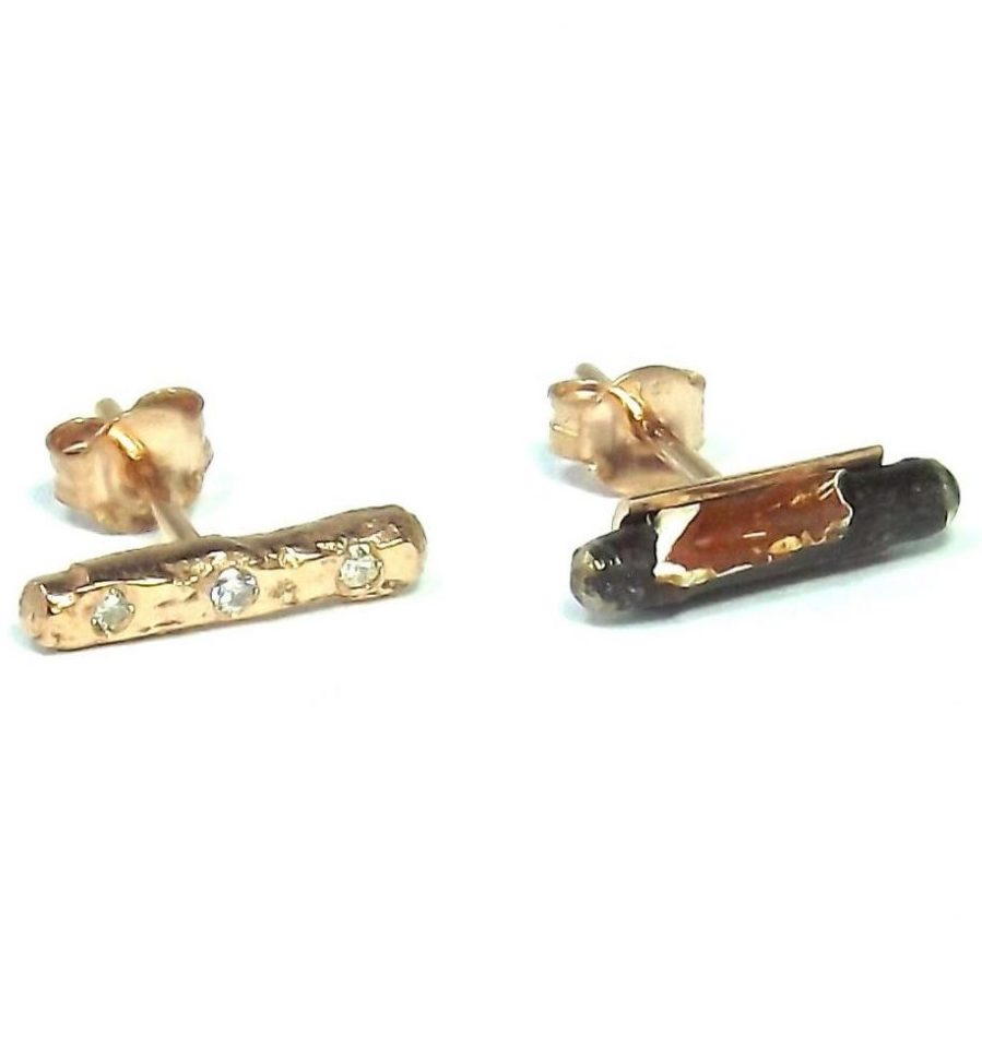 White Gold + Diamond Peace Earrings image 2