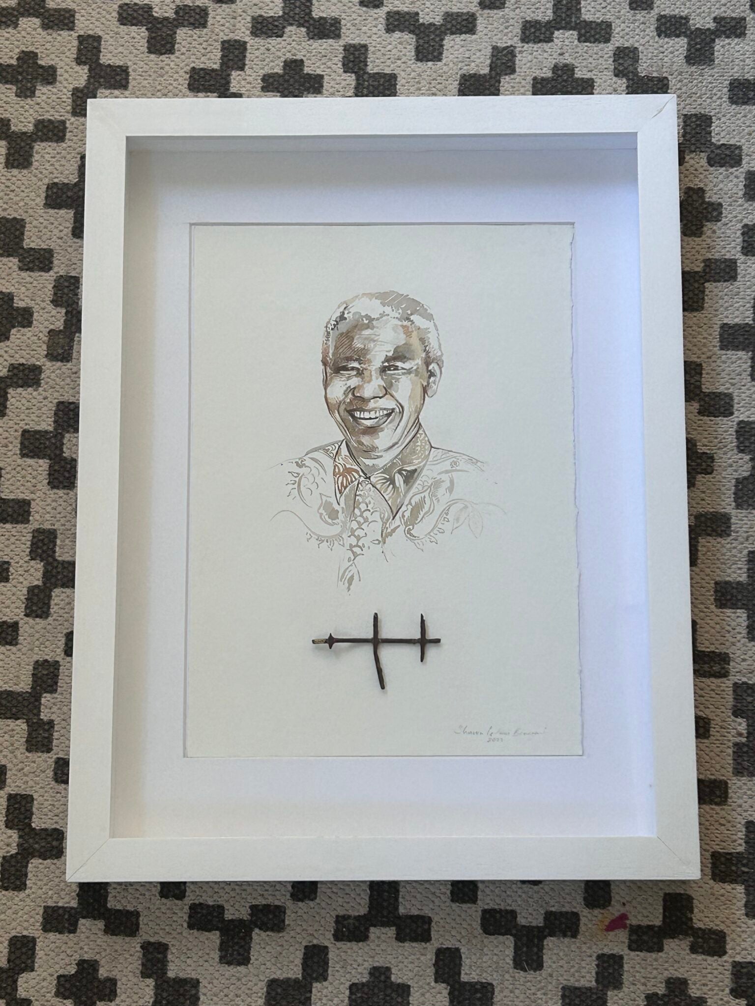 Nelson Mandela Watercolour Art By Sharon Boonzaier - Titled: Inkokeli image 0