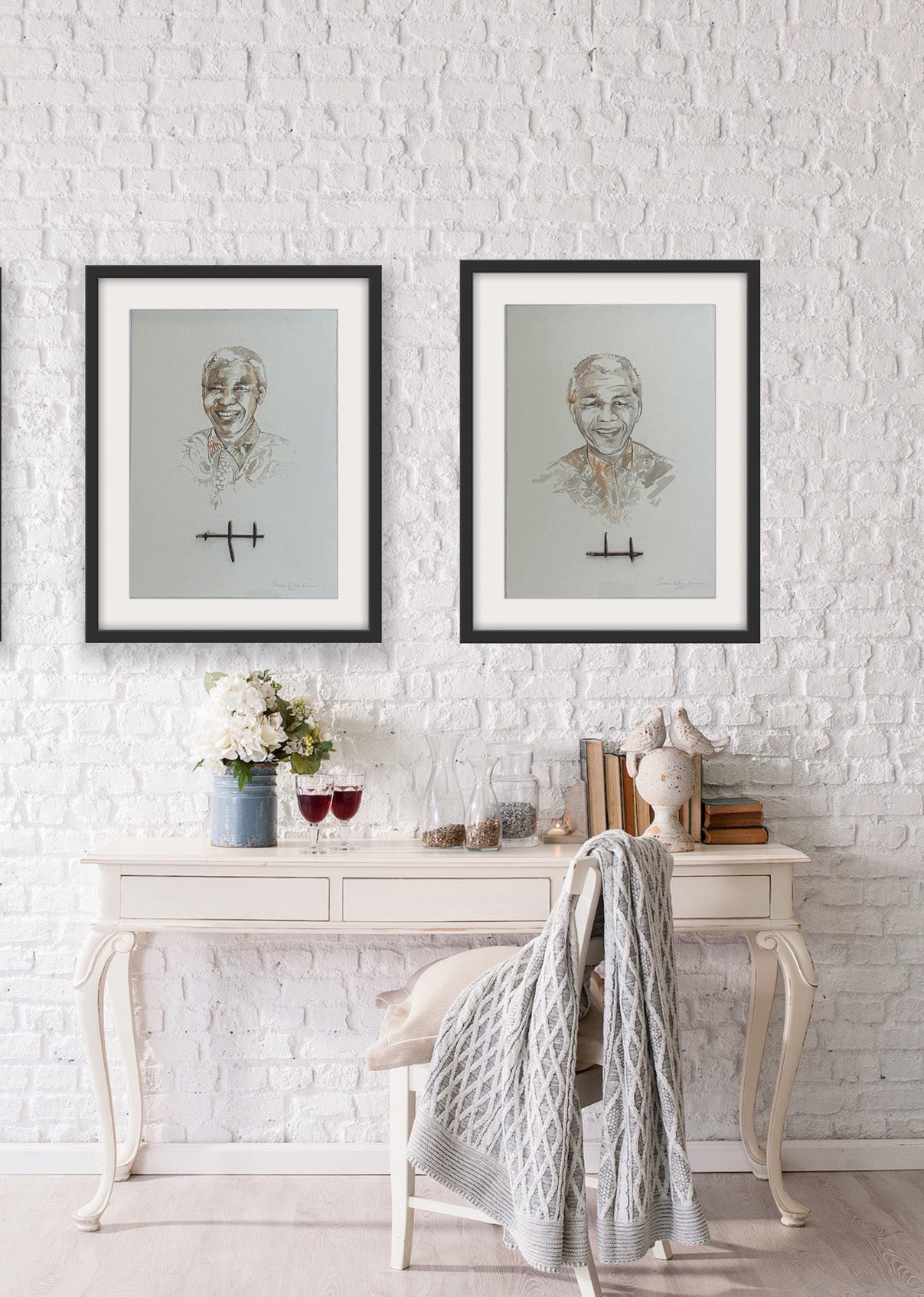 Nelson Mandela Watercolour Art By Sharon Boonzaier - Titled: Inkokeli image 1