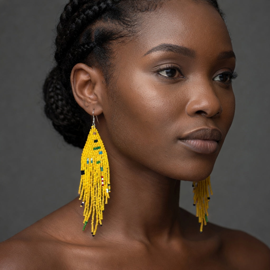 Canary Beaded Earrings - Princess Collection