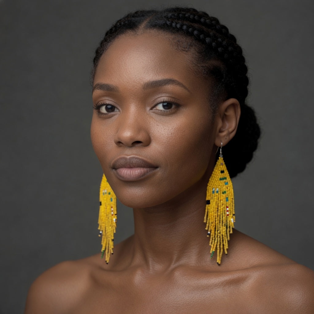 Canary Beaded Earrings - Princess Collection