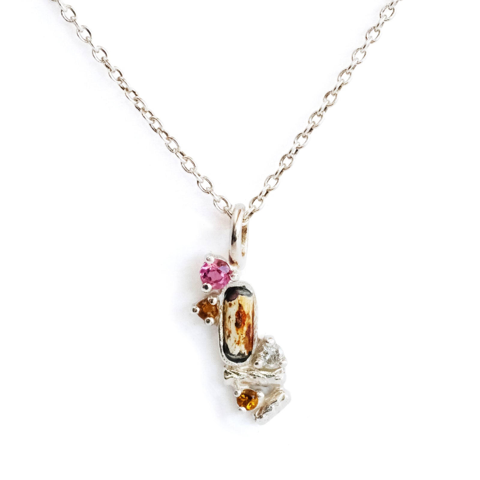 The Glory Pendant: with Diamonds, Tanzanites + Precious Stones (excludes a chain) - Diamond, Pink Tourmaline, Peridot image