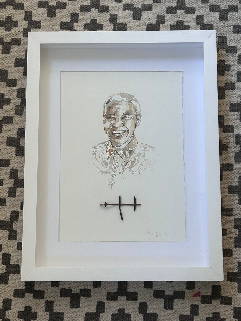 Nelson Mandela Watercolour Art By Sharon Boonzaier - Titled: Inkokeli image 4